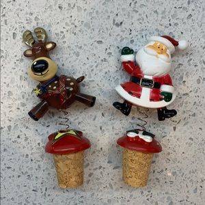 NWOT Pier 1 Wine Stoppers (Santa & Reindeer)